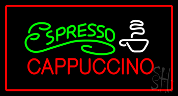 Espresso Cappuccino with Red Border Animated LED Neon Sign