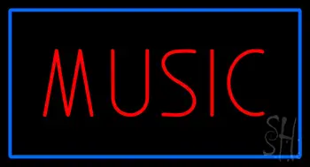 Red Music Blue Rectangle LED Neon Sign