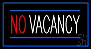 No Vacancy Rectangle Blue LED Neon Sign