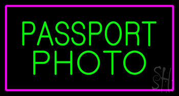 Passport Photo Purple Rectangle LED Neon Sign