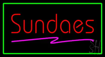 Red Sundaes with Green Border LED Neon Sign