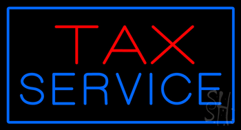 Tax Service Blue Border Animated LED Neon Sign