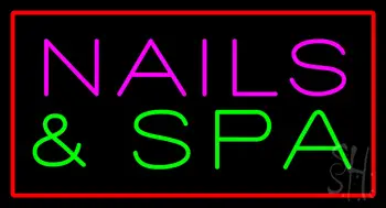 Pink Nails and Spa with Red Border LED Neon Sign