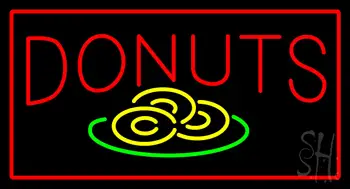 Donut Red and Logo Rectangle Red LED Neon Sign