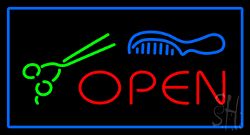 Open with Comb and Knife Animated LED Neon Sign