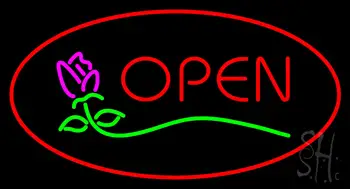Rose Red Oval Open LED Neon Sign