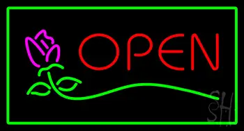 Rose Green Rectangle Open LED Neon Sign