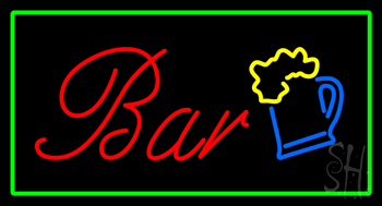 Bar Rectangle Green LED Neon Sign
