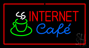 Internet Cafe Red Border Animated LED Neon Sign