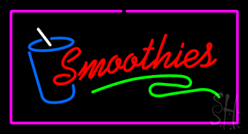 Smoothies with Pink Border Animated LED Neon Sign