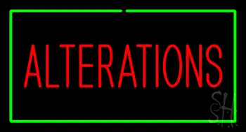 Red Alterations Green Border LED Neon Sign