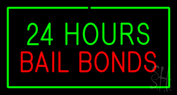 24 Hours Bail Bonds with Green Border LED Neon Sign