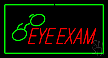 Eye Exam with Green Border LED Neon Sign