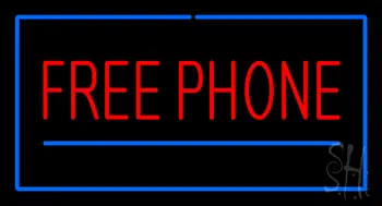 Red Free Phone with Blue Border LED Neon Sign