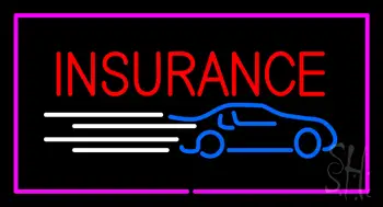 Insurance Car Logo Pink Border LED Neon Sign