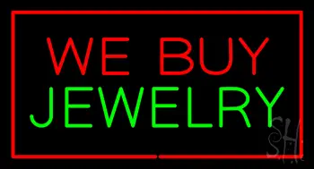 We Buy Jewelry Block Rectangle Red LED Neon Sign