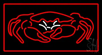 Crab Seafood Logo Red Border LED Neon Sign
