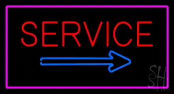 Service Blue Arrow with Pink Border LED Neon Sign