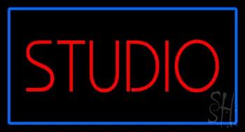 Red Studio Blue Rectangle LED Neon Sign