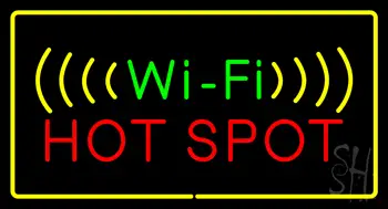 Wi-Fi Hot Spot with Yellow Border LED Neon Sign