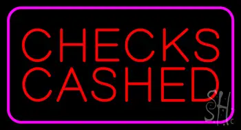 Red Checks Cashed Pink Border LED Neon Sign