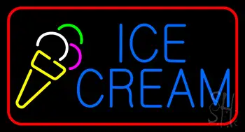 Blue Ice Cream with Red Border LED Neon Sign