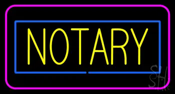 Yellow Notary Blue Pink Border LED Neon Sign