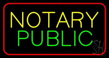 Notary Public Red Border LED Neon Sign