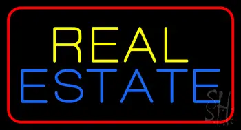 Real Estate Red Border  LED Neon Sign