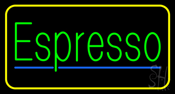Green Espresso with Yellow Border LED Neon Sign