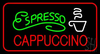Green Espresso Red Cappuccino with Red Border LED Neon Sign