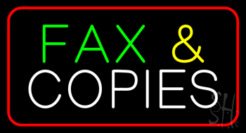 Fax and Copies Red Border LED Neon Sign