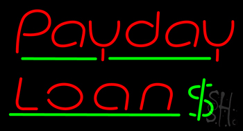 Red Payday Loan Dollar Logo LED Neon Sign