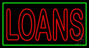 Double Stroke Red Loans Green Border Neon Sign