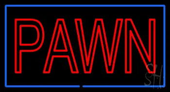 Double Stroke Pawn Blue Border Neon Sign