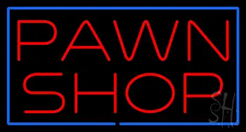 Red Pawn Shop Blue Border Neon Sign