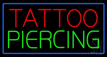 Tattoo Piercing Blue Border Neon Sign