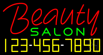 Red Beauty Salon with Phone Number Neon Sign