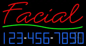 Red Facial with Phone Number Neon Sign
