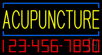 Yellow Acupuncture with Phone Number Neon Sign