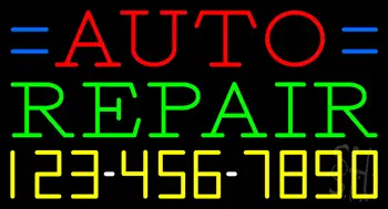 Auto Repair with Phone Number Neon Sign