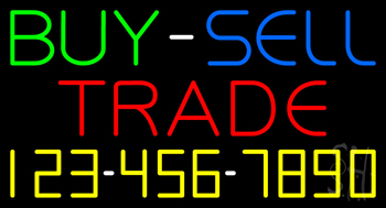 Multi Colored Buy Sell Trade with Phone Number Neon Sign
