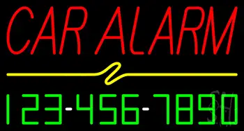 Red Car Alarm with Phone Number Neon Sign