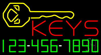 Keys with Phone Number Neon Sign
