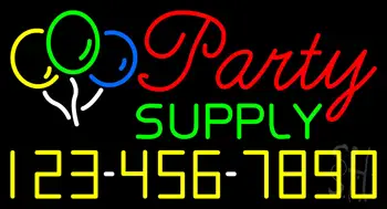 Party Supply Phone Number Neon Sign