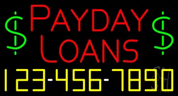 Red Payday Loans with Phone Number Neon Sign