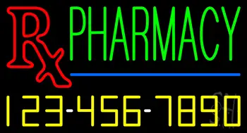 Pharmacy with Phone Number Neon Sign