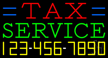 Tax Service with Phone Number Neon Sign