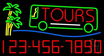 Tours with Phone Number Neon Sign