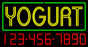 Double Stroke Yogurt with Phone Number Neon Sign